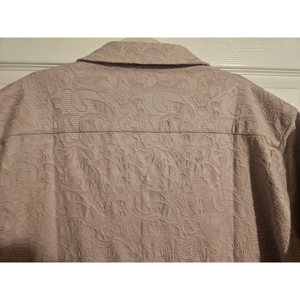 NWT Mens XXL Short Sleeve Button Up Shirt Cotton Lace Lilac Cuban Style Collar - Picture 10 of 16